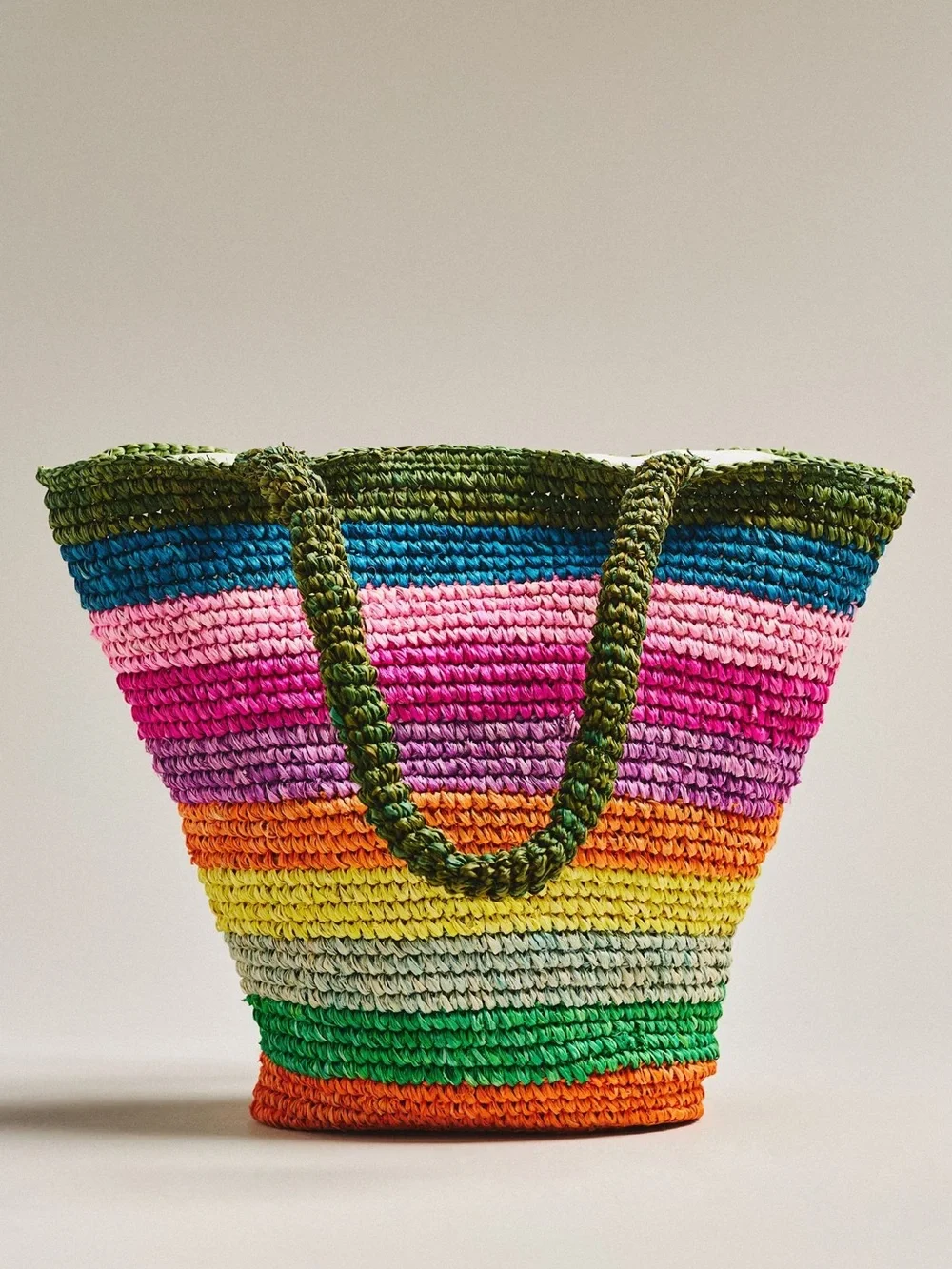 New anthropologie sunshine tienda Bermuda pool tote bag rainbow straw stripe